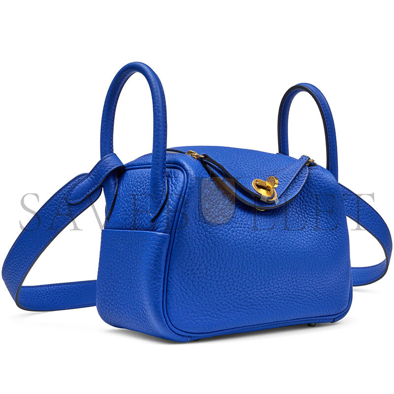 HERMÈS BLEU ROYAL CLEMENCE MINI LINDY GOLD HARDWARE H079086CCO8 (19*12.5*9cm)